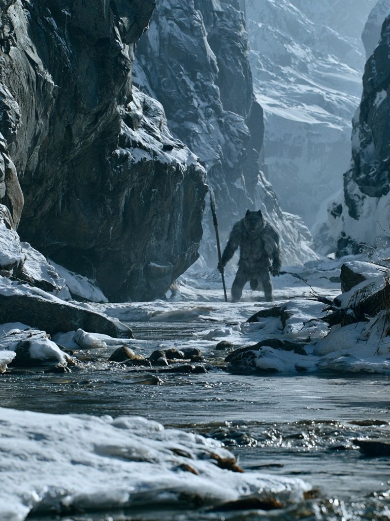 Snowy Mountain Troll Photography Poster. poster — illustration art