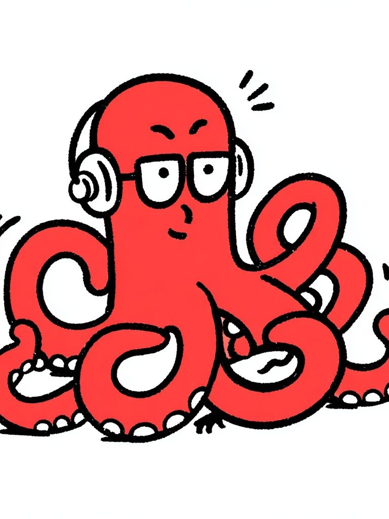 Red Octopus Cartoon Poster. poster — illustration art