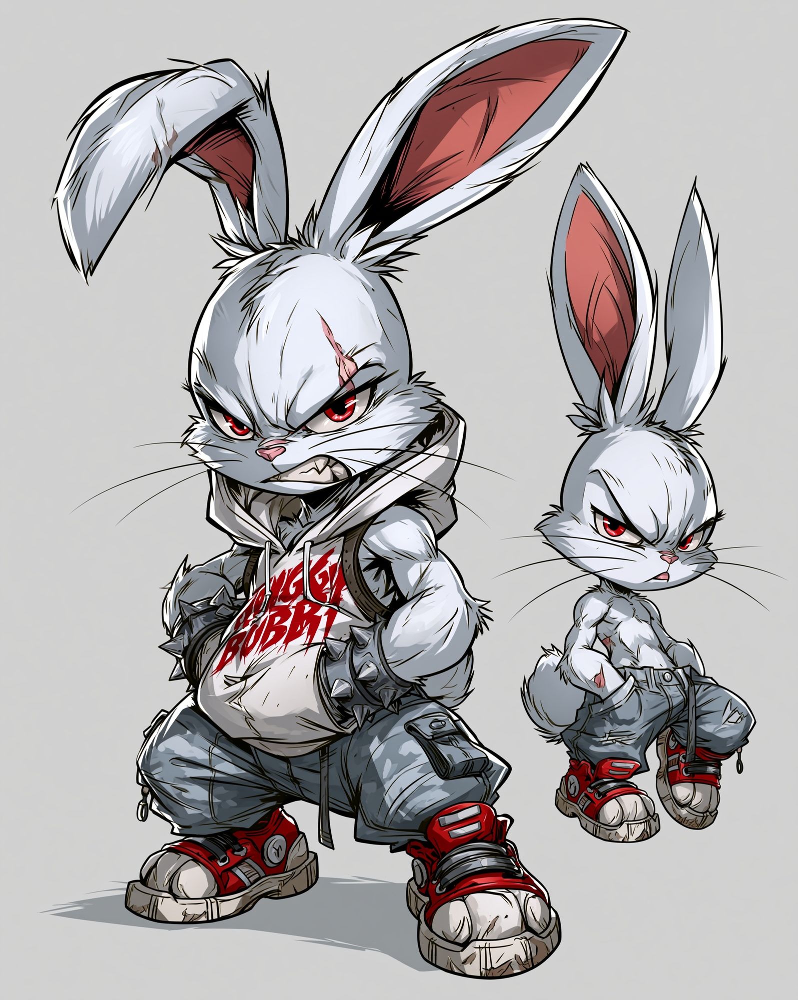 Angry Bunny Street Art Poster. poster detail