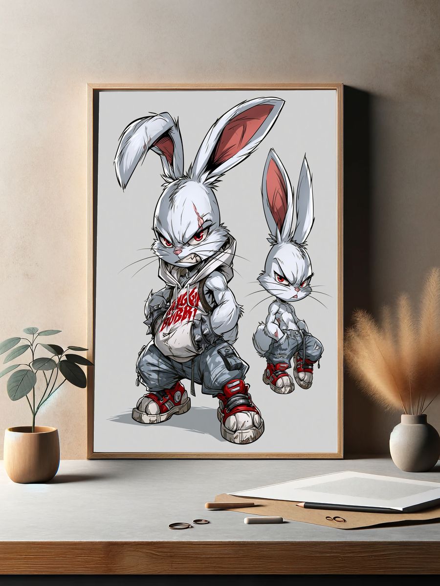 Angry Bunny Street Art Poster. — room view 2