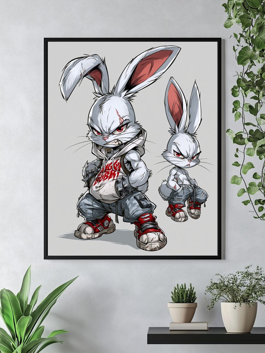 Angry Bunny Street Art Poster. — room view 4
