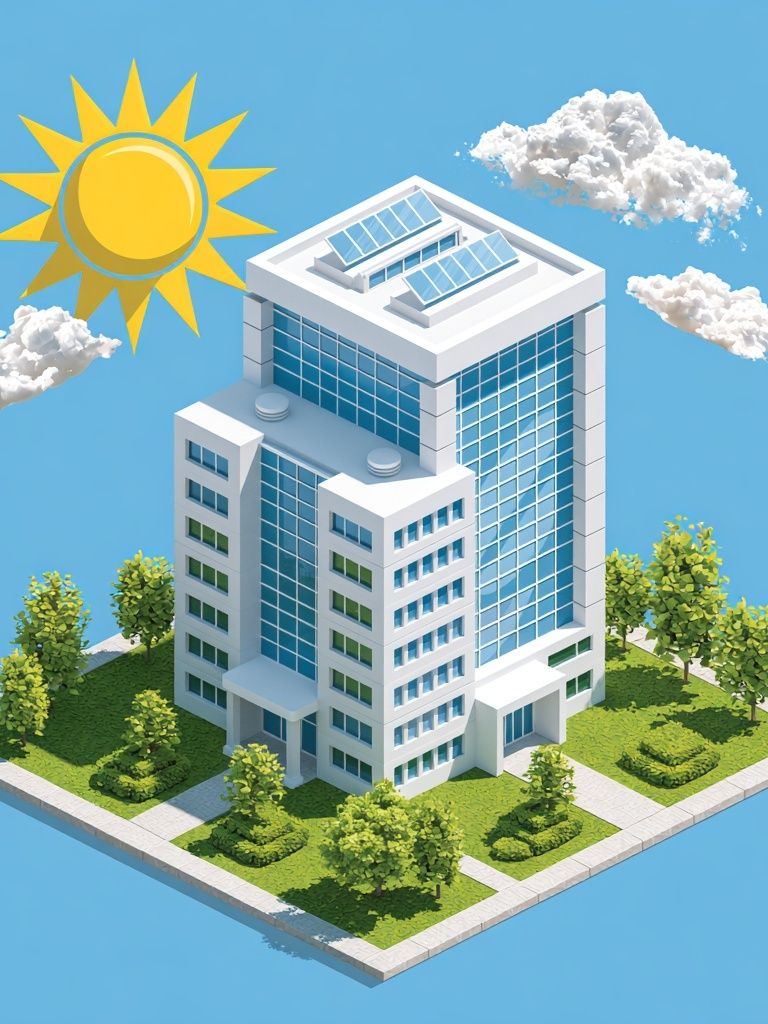 Solar Office Building Illustration Print. poster detail