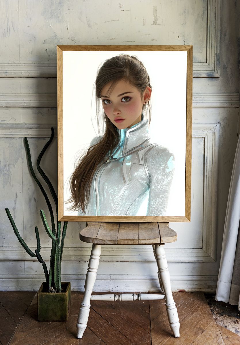 Futuristic Portrait Digital Art Poster. room preview