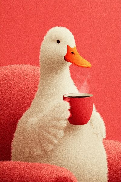 Duck with Coffee Illustration Poster. poster