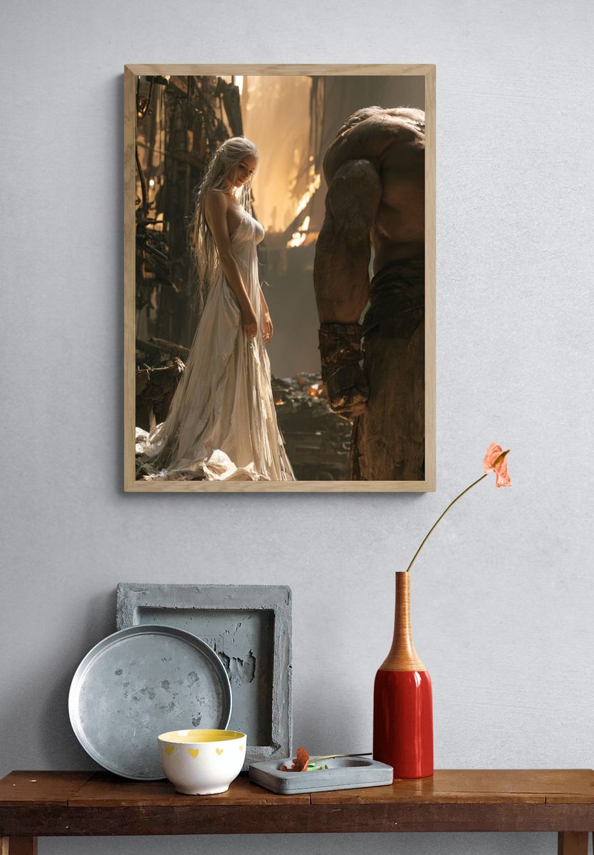 Fantasy Warrior and Elf Portrait Print. — room view 3