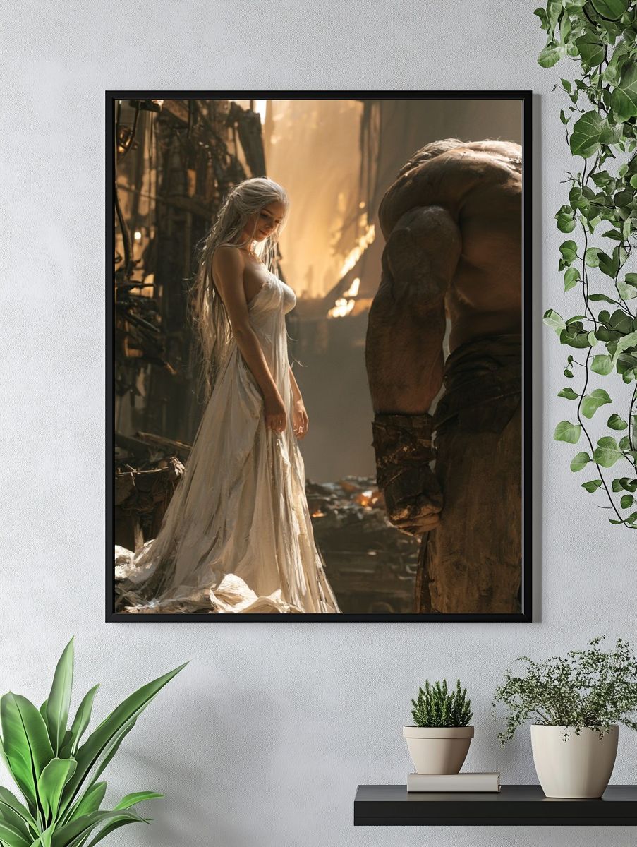 Fantasy Warrior and Elf Portrait Print. — room view 4