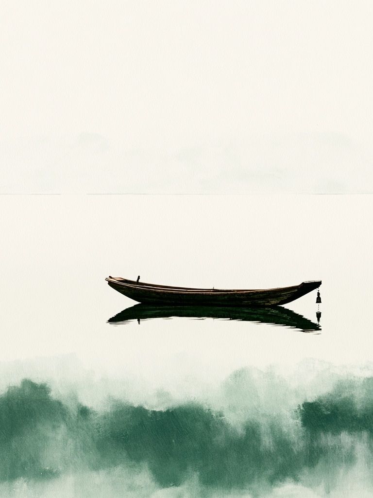 Solitary Boat Watercolor Print. poster — illustration art