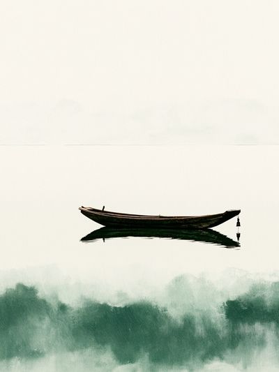 Solitary Boat Watercolor Print. poster
