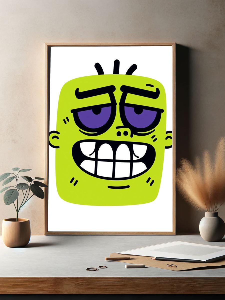 Grumpy Monster Face Print. — room view 2