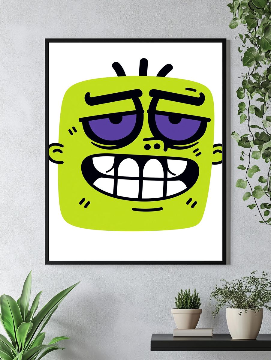 Grumpy Monster Face Print. — room view 4