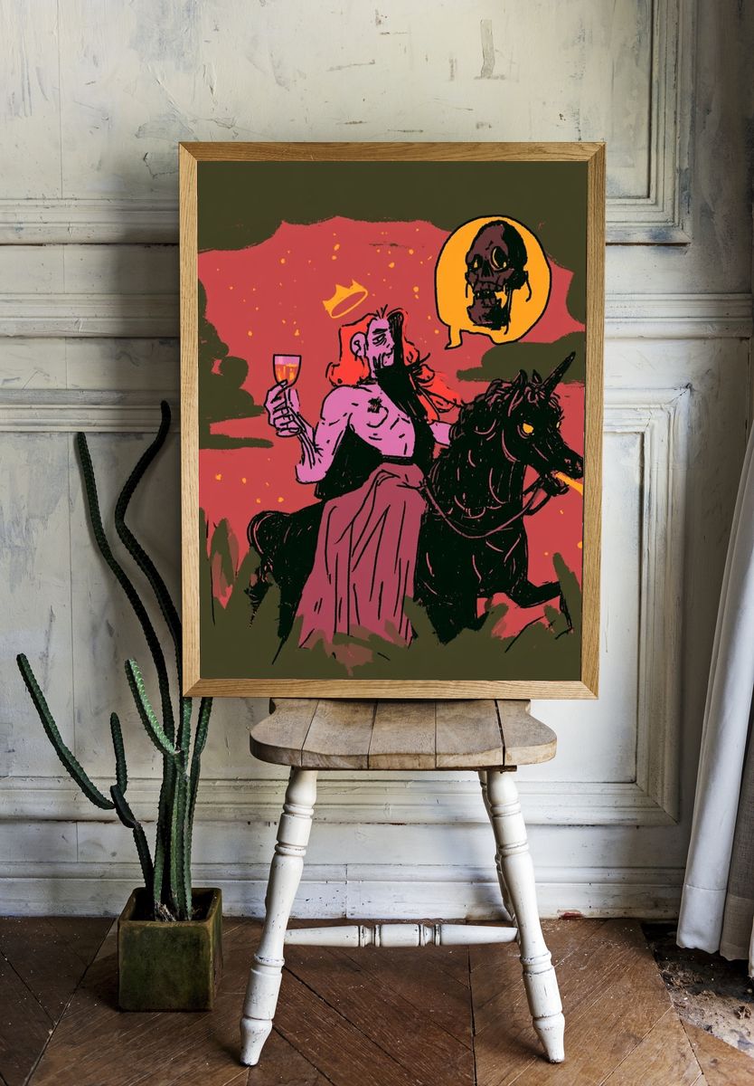 Dark Fantasy Rider Illustration Poster. — room view 1