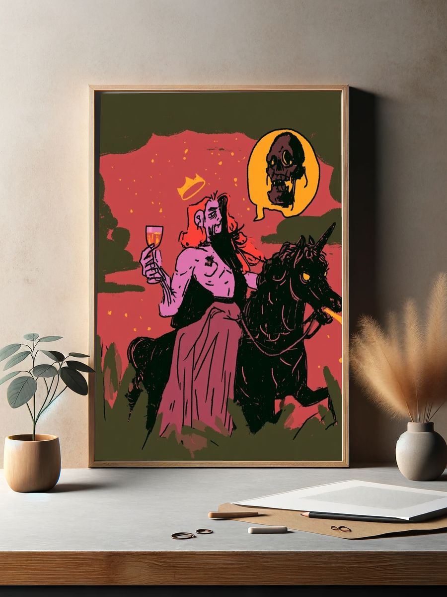 Dark Fantasy Rider Illustration Poster. — room view 2