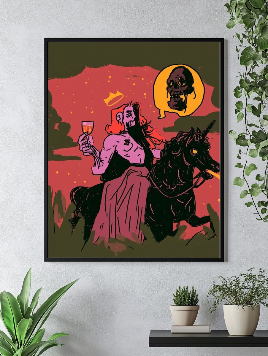 Dark Fantasy Rider Illustration Poster. — room view 4