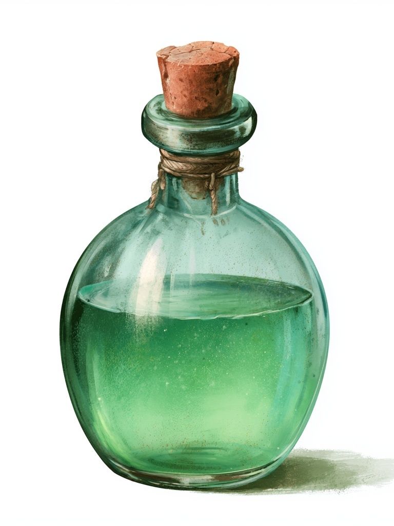 Green Glass Bottle Illustration Poster. poster — illustration art