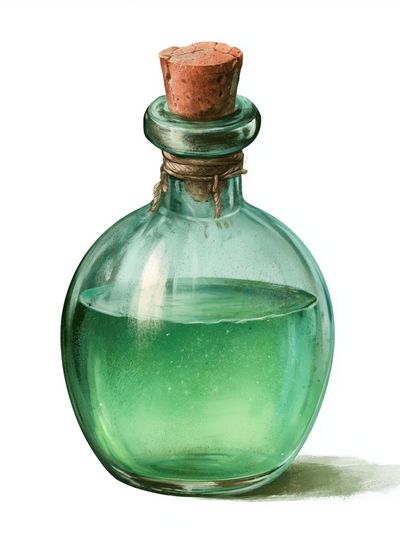 Green Glass Bottle Illustration Poster.