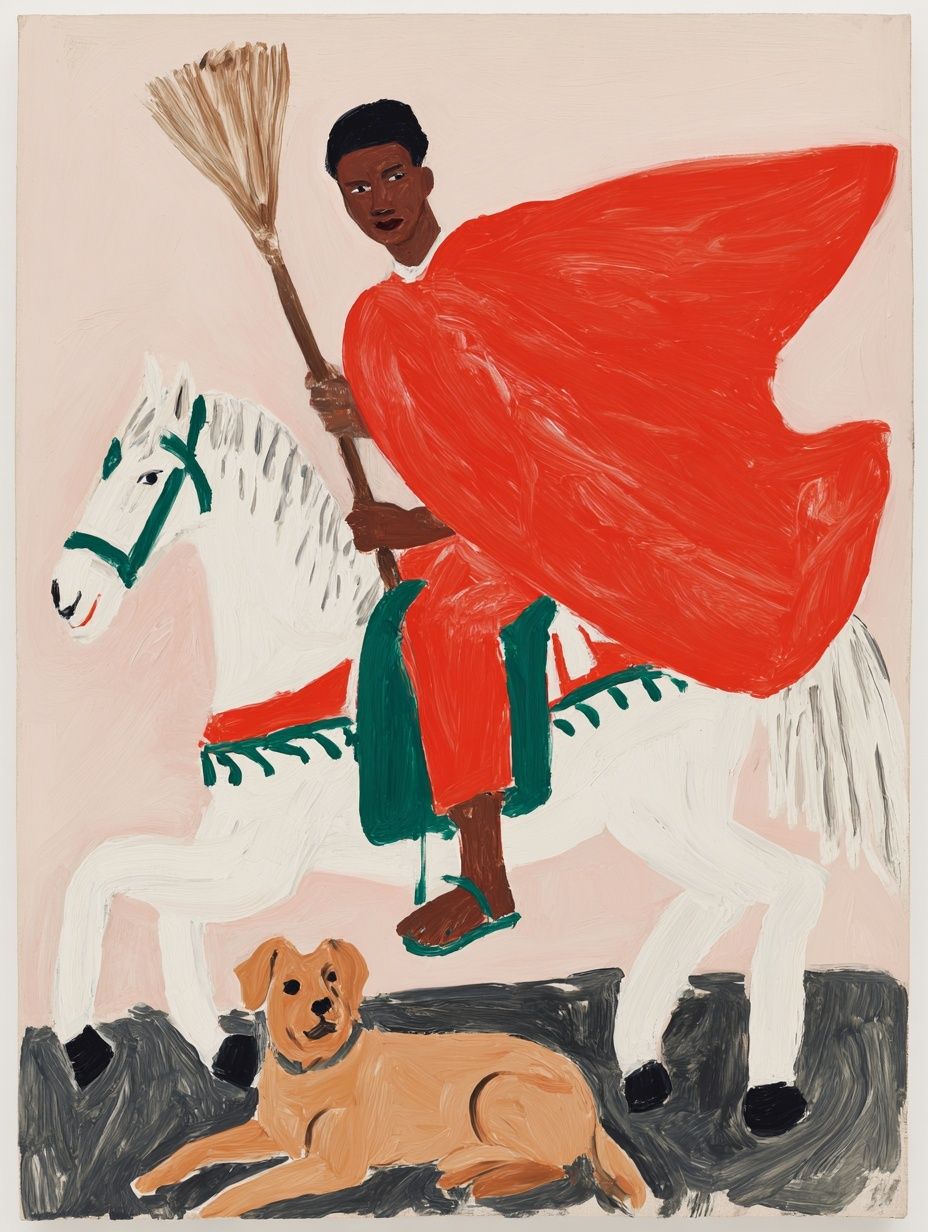 Rider on White Horse Illustration Poster. poster detail