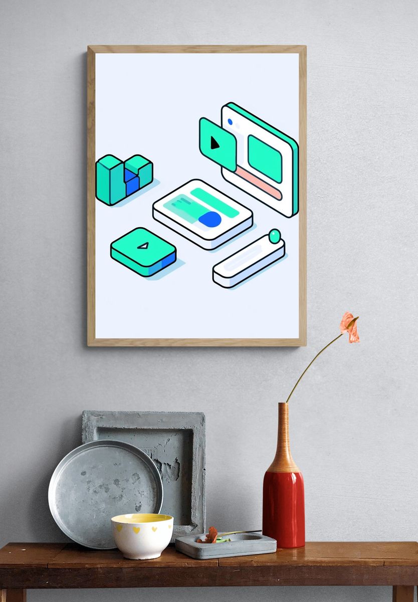 Isometric UI Icons Illustration Poster. — room view 3
