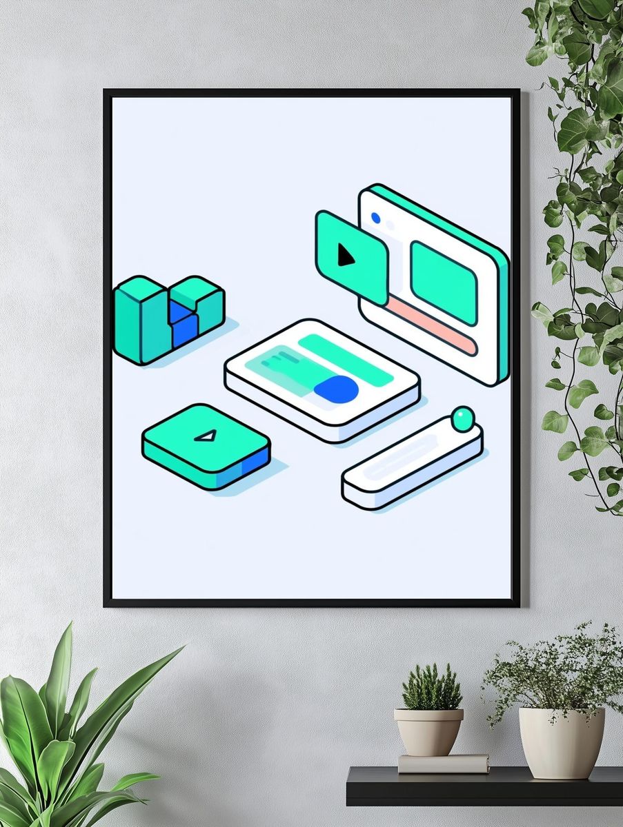 Isometric UI Icons Illustration Poster. — room view 4