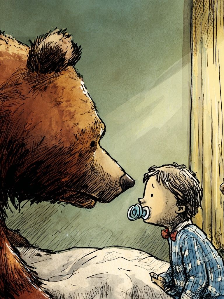 Bear and Child Storybook Illustration Poster. poster detail
