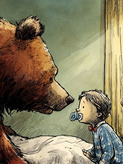 Bear and Child Storybook Illustration Poster. poster