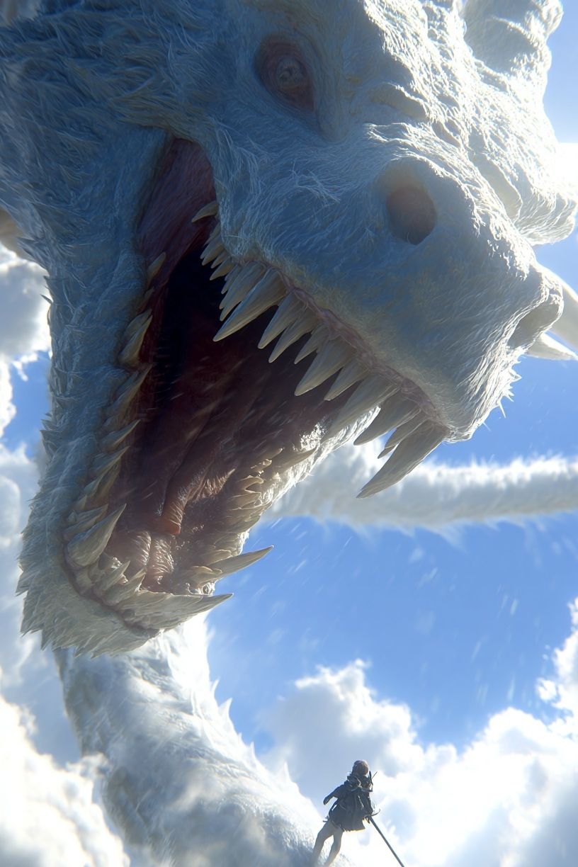 Dragon in the Clouds Fantasy Print. poster — illustration art