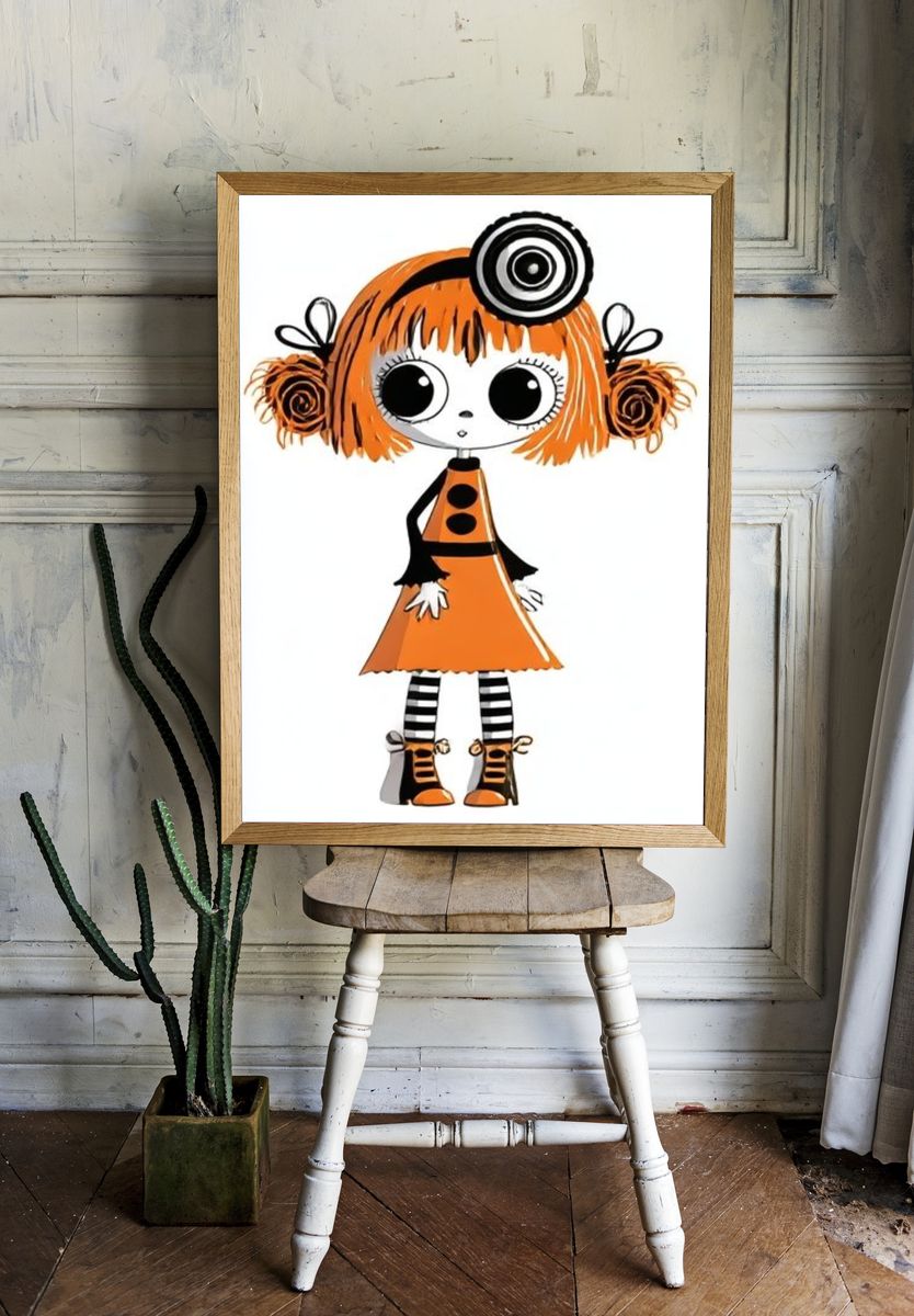 Orange Doll Illustration Poster. — room view 1