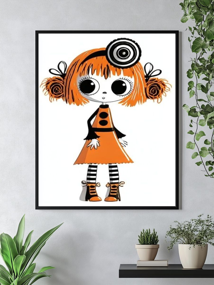 Orange Doll Illustration Poster. — room view 4