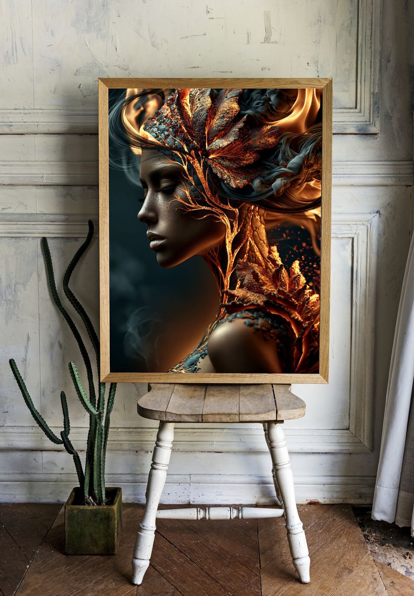 Ember Bloom Portrait Print. — room view 1