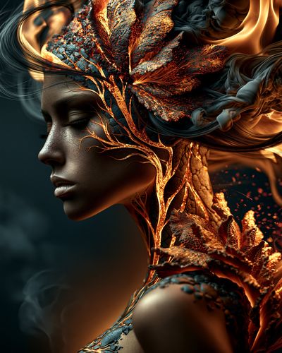 Ember Bloom Portrait Print. poster