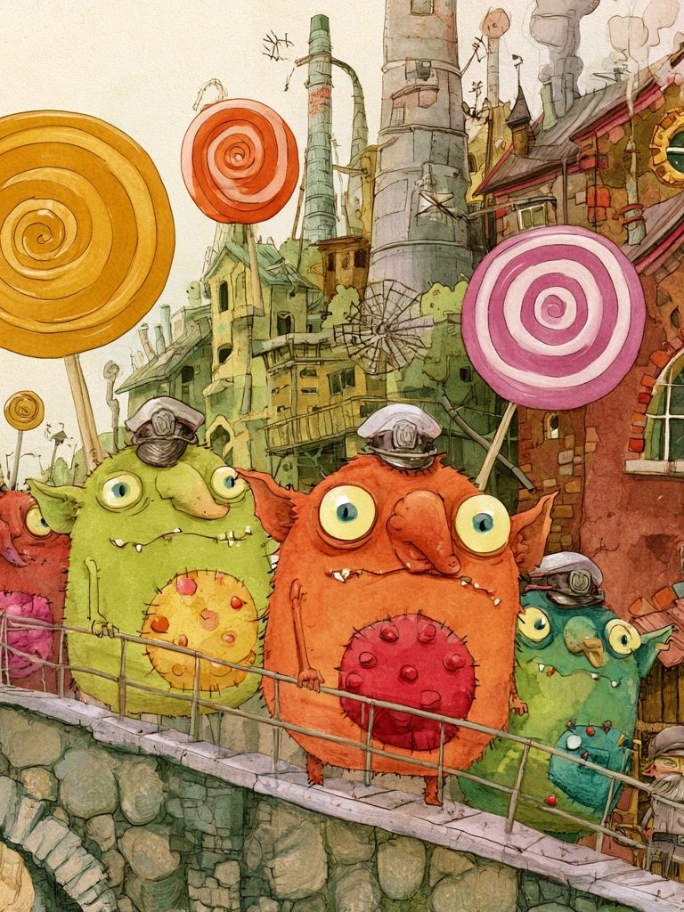 Whimsical Goblin Village Illustration Poster. poster — illustration art