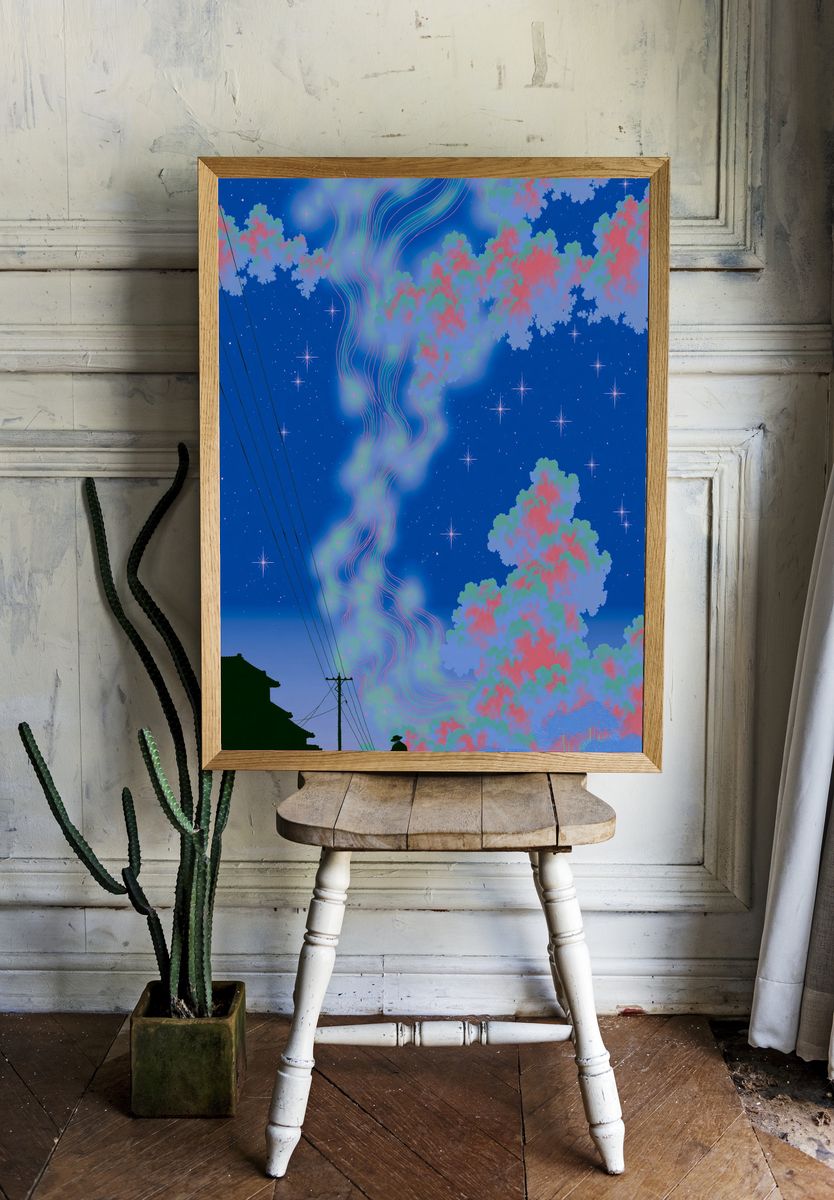 Dreamy Night Sky Landscape Poster. room preview