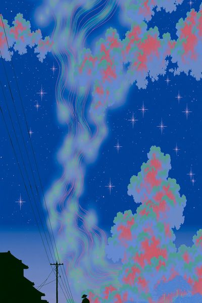 Dreamy Night Sky Landscape Poster. poster