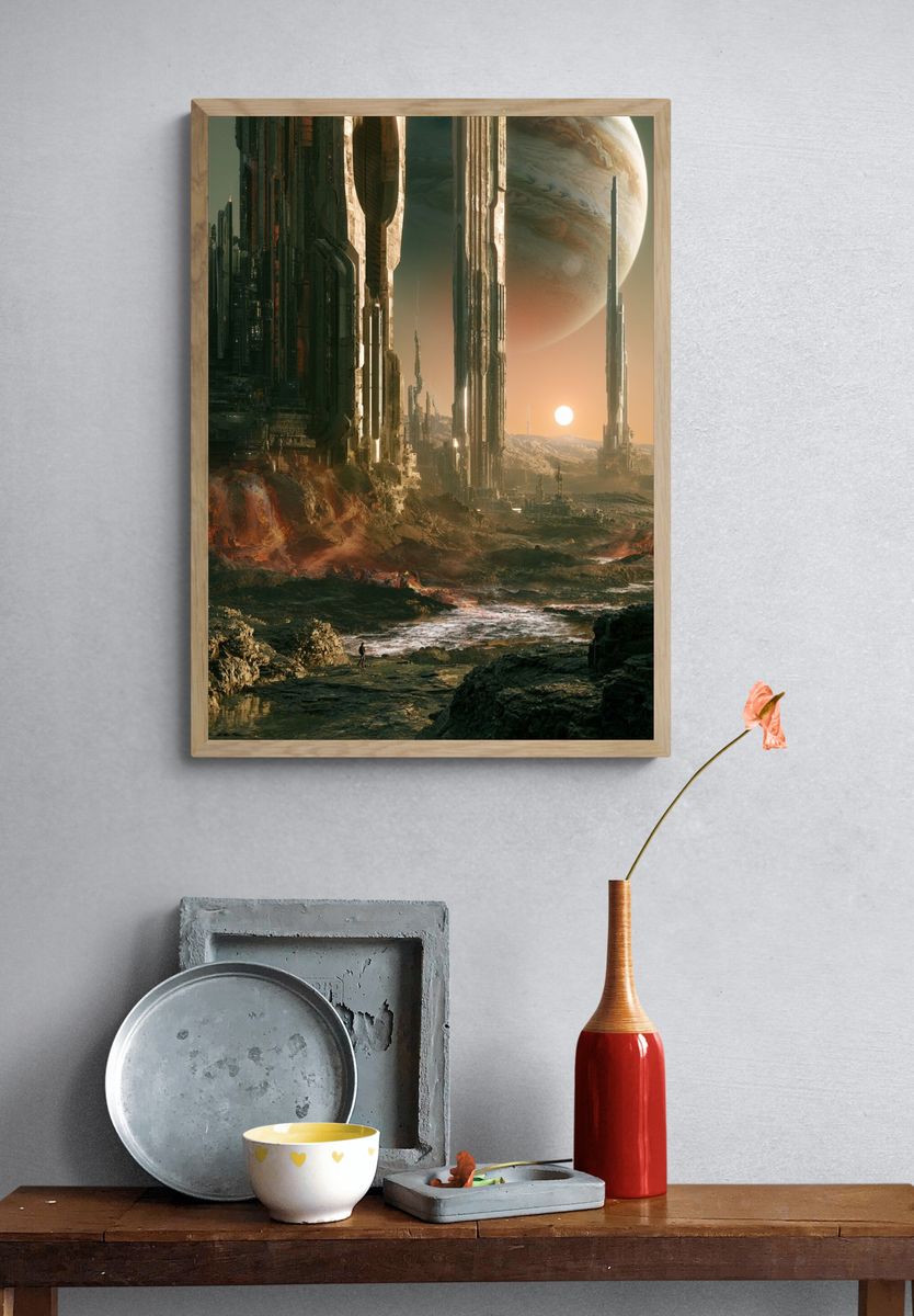 Alien Cityscape Sci-Fi Poster. — room view 3