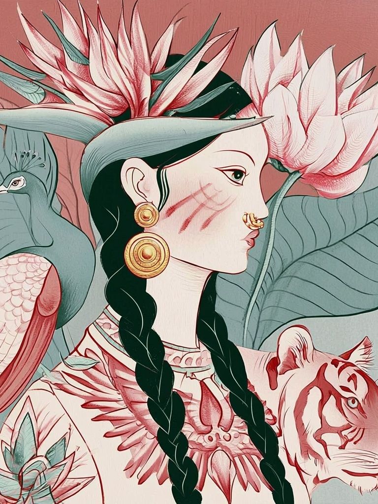 Botanical Woman Illustration Poster. poster detail