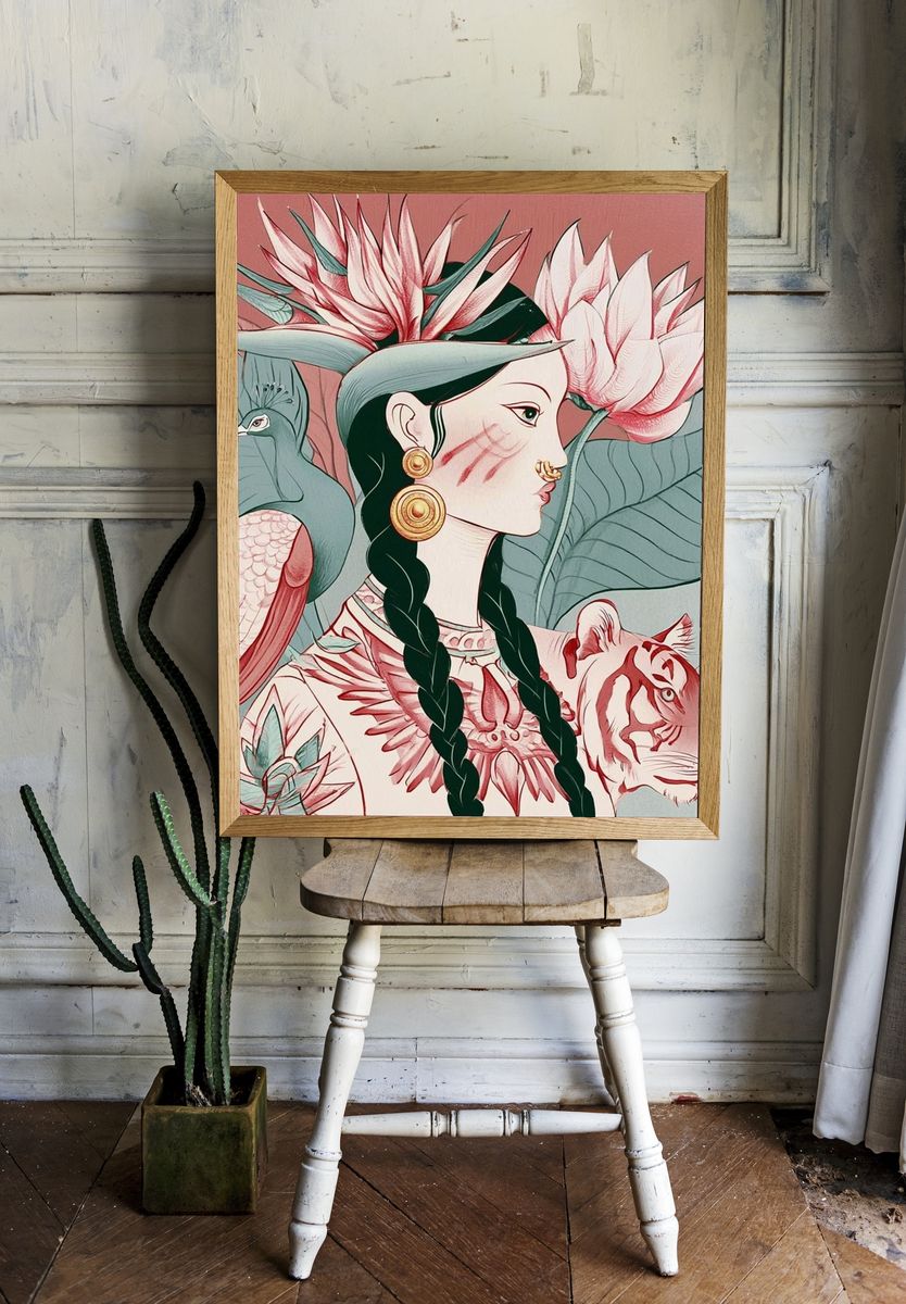 Botanical Woman Illustration Poster. room preview