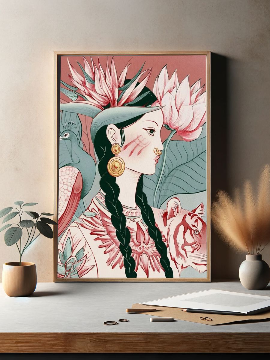 Botanical Woman Illustration Poster. — room view 2