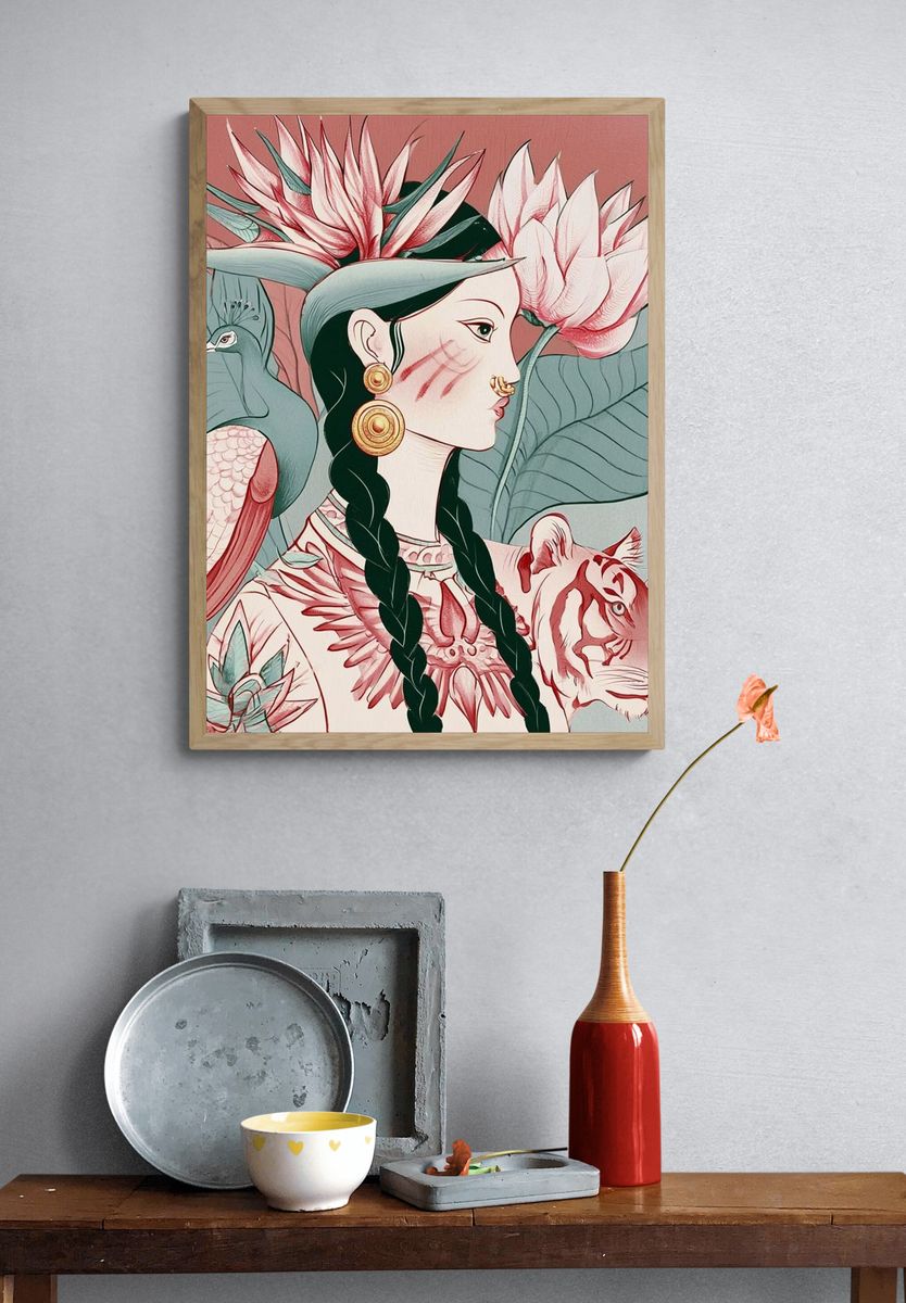 Botanical Woman Illustration Poster. — room view 3
