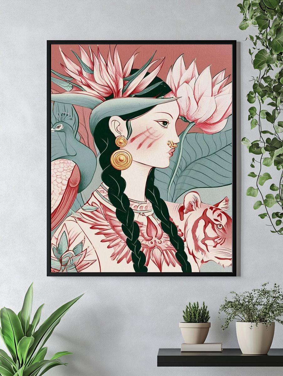 Botanical Woman Illustration Poster. — room view 4