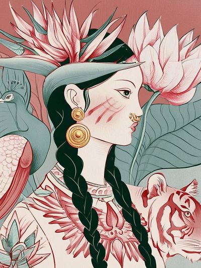 Botanical Woman Illustration Poster. poster
