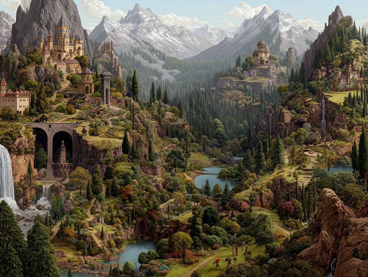 Fantasy Mountain Kingdom Poster. poster — illustration art