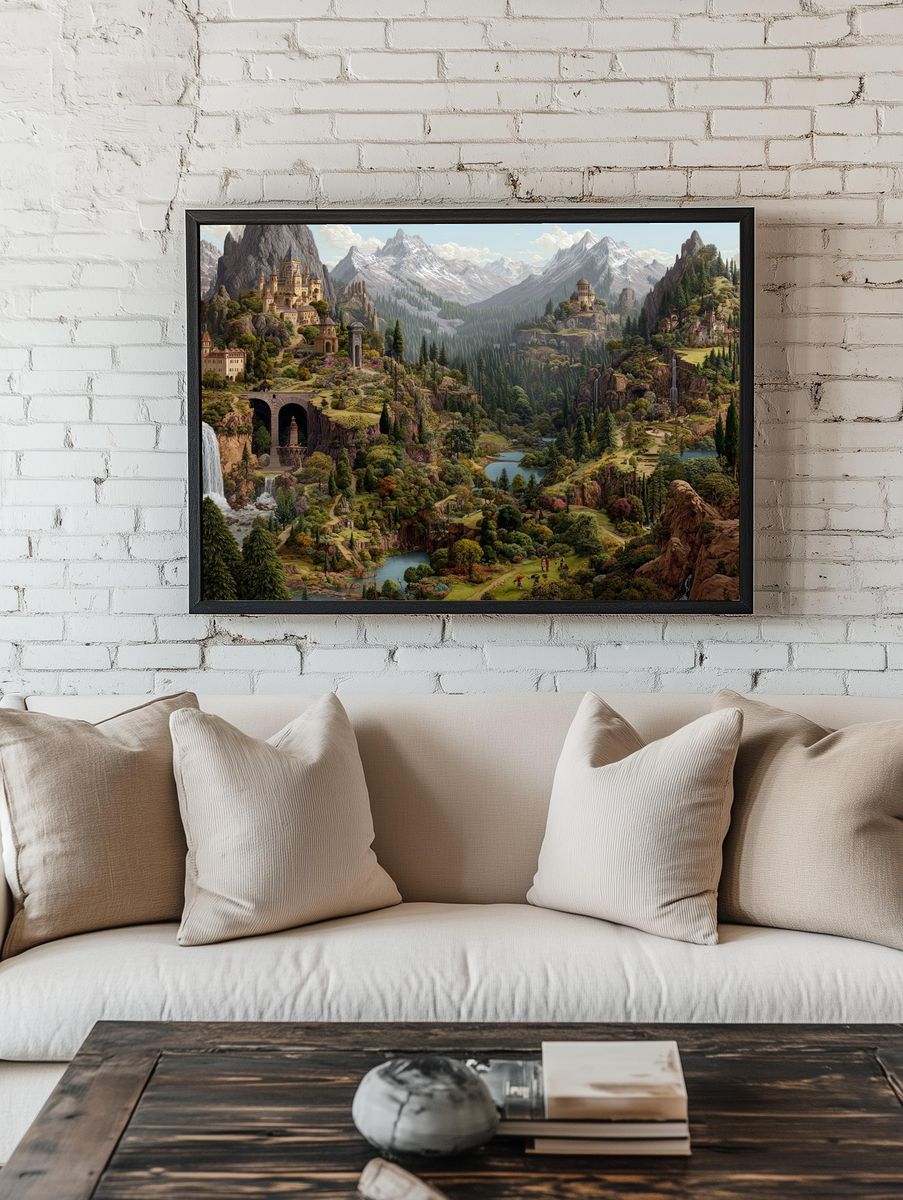 Fantasy Mountain Kingdom Poster. room preview
