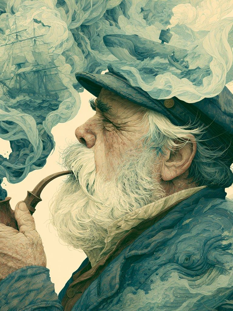Old Sailor Dreamscape Illustration Poster. poster — illustration art