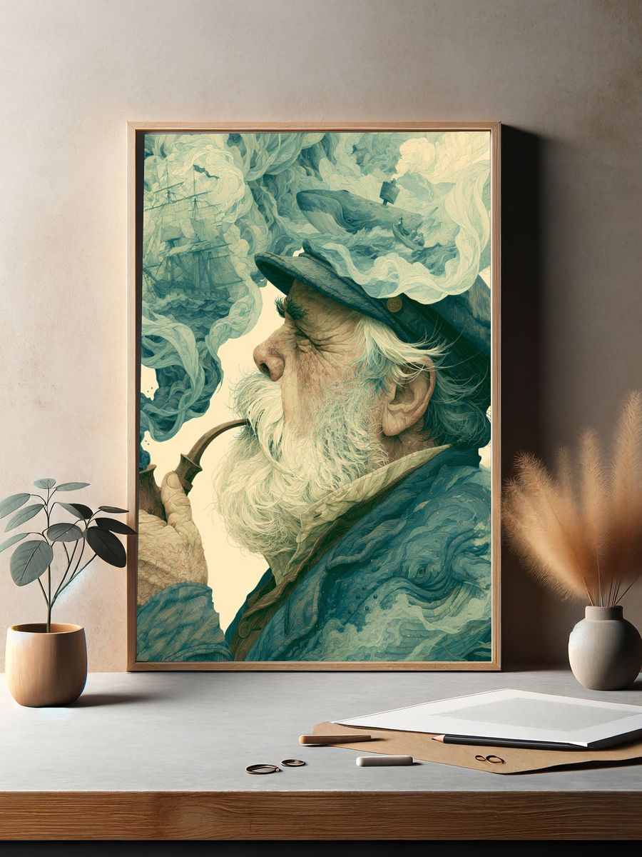 Old Sailor Dreamscape Illustration Poster. — room view 2