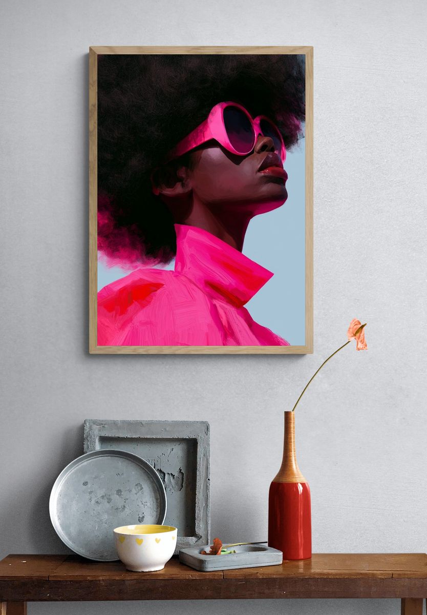 Afro Glam Portrait Print. — room view 3