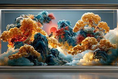 Celestial Bonsai Landscape Print. poster