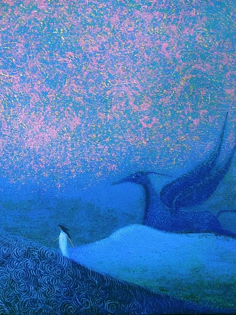Whale and Penguin Dreamscape Print. poster — illustration art