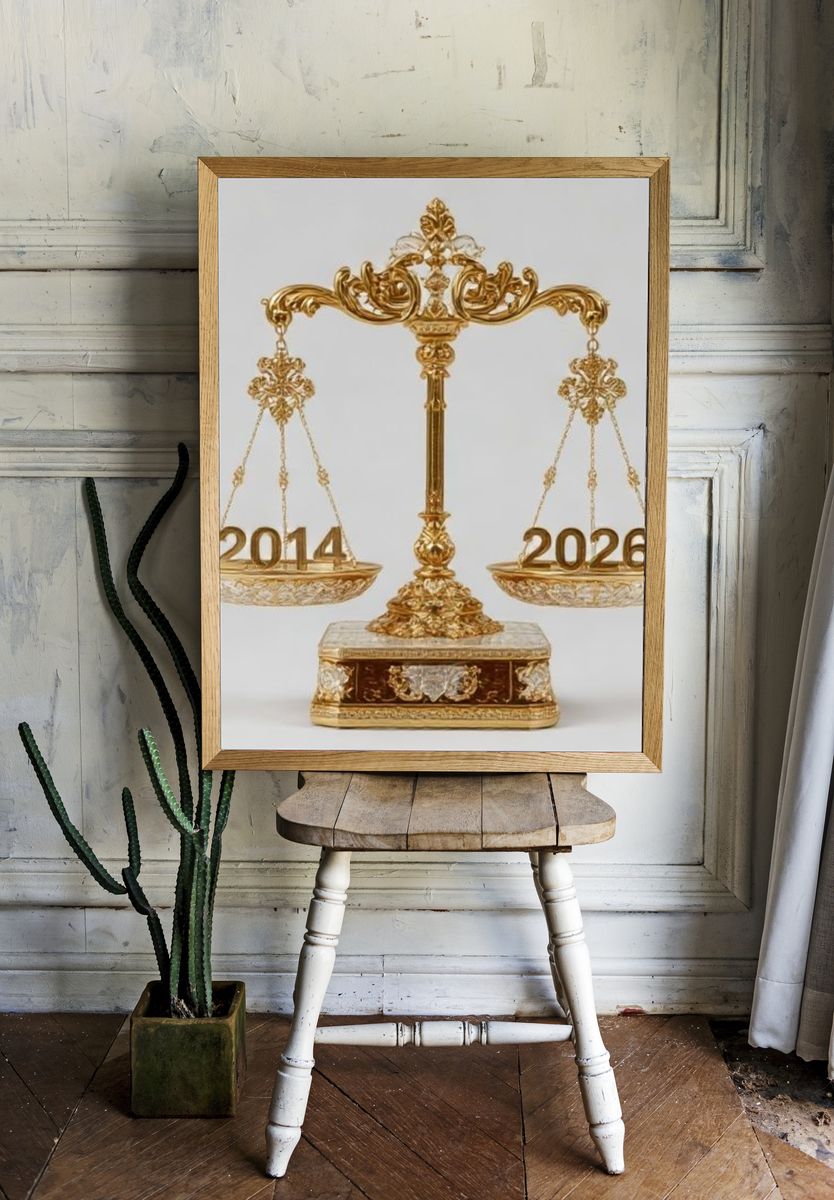 Golden Balance Scale Poster. room preview