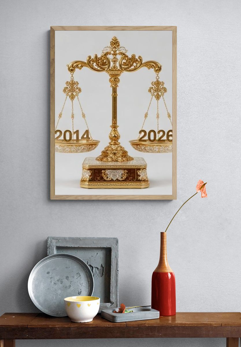 Golden Balance Scale Poster. — room view 3
