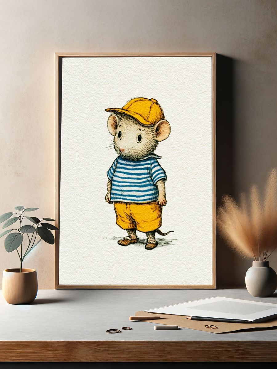 Mouse in Sailor Outfit Illustration Print. — room view 2