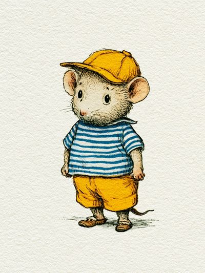Mouse in Sailor Outfit Illustration Print. poster